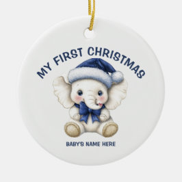 Aquarell-Baby-Erste-Weihnachts-Foto Keramik Ornament