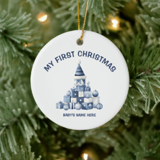 Aquarell Baby Erstes Weihnachtsfoto Keramik Ornament