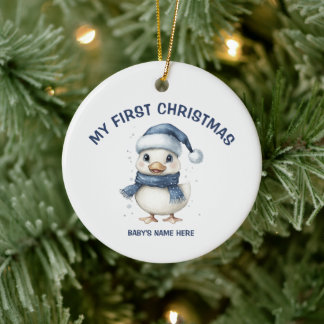 Aquarell Baby Erstes Weihnachtsfoto Keramik Ornament