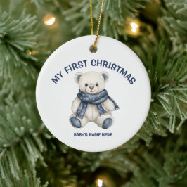 Aquarell Baby Erstes Weihnachtsfoto Keramik Ornament