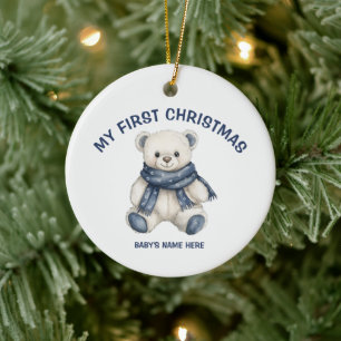 Aquarell Baby Erstes Weihnachtsfoto Keramik Ornament