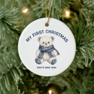 Aquarell Baby Erstes Weihnachtsfoto Keramik Ornament