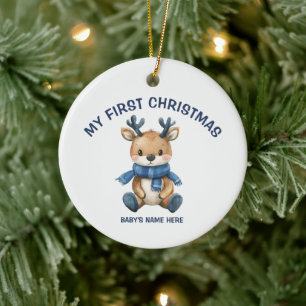 Aquarell Baby Erstes Weihnachtsfoto Keramik Ornament