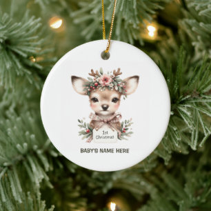 Aquarell Baby Erstes Weihnachtsfoto Keramik Ornament