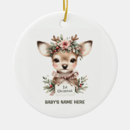 Aquarell Baby Erstes Weihnachtsfoto Keramik Ornament