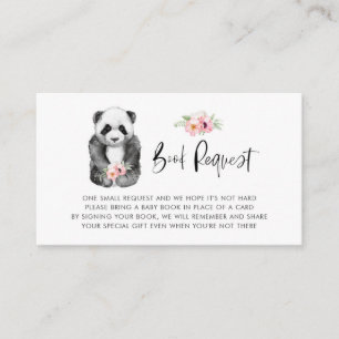 Aquarell-Baby-Panda-Blumen-Buch-Anfragekarte Visitenkarte