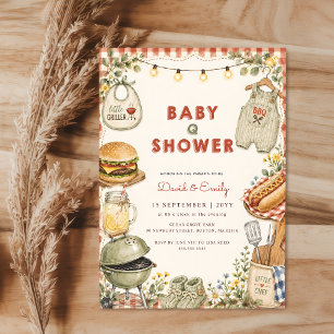 Aquarell-Baby-Q-BBQ-Paare-Baby-Party Einladung