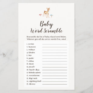 Aquarell Baby Reh Wortsuchspiel Spiel Flyer
