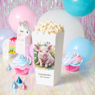Aquarell-Baby-Schwein-Wildblumen-Baby-Party Geschenkschachtel