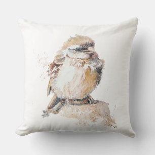 Aquarell-Baby-Spatz mit zerzausten Federn Kissen