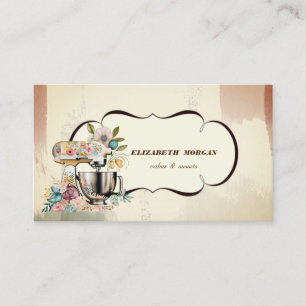 Aquarell Bäckerei Gebäck Floral Retro Mixer Visitenkarte