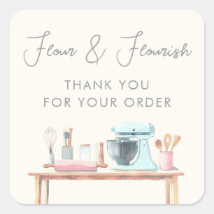 Aquarell-Bäckerei-Konditor Elegant Danke Quadratischer Aufkleber
