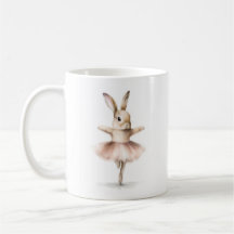 Aquarell Ballerina Bunny Dancing Tan Pink