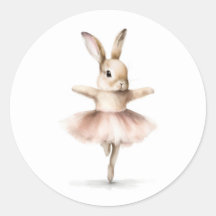 Aquarell Ballerina Bunny Dancing Tan Pink