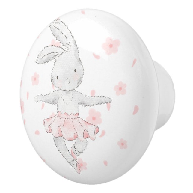 Aquarell Ballerina Bunny Keramik Pull Keramikknauf (Rechts)