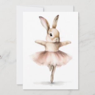 Aquarell-Ballerina-Häschen-Tanz Tan Pink Einladung