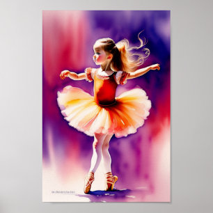 Aquarell-Balletttänzerin Poster Druck