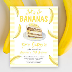 Aquarell-Bananenkuchen-Zeitkapsel 1. Geburtstag Poster
