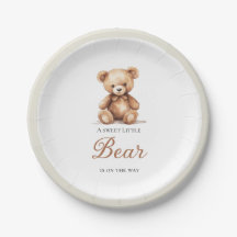 Aquarell-Bär-Baby-Shower-Teller