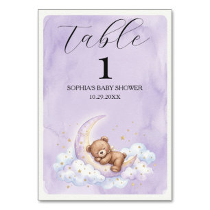 Aquarell-Bär-Baby-Shower-Tischnummern-Schild Tischnummer