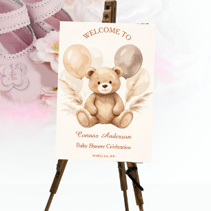 Aquarell-Bär-warte-kaum-Baby-Shower-Willkommenssch Poster