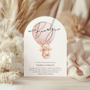 Aquarell Bärchen Wartet Mädchen Baby Shower Einladung