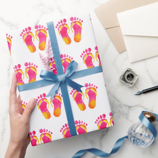Aquarell Bare Füße und Flip-Flops Geschenkpapier (Schenken)