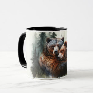 Aquarell-Bären Rustikale Wildnis-Hochzeit Tasse