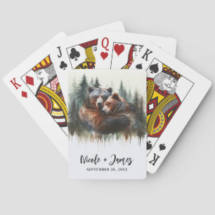 Aquarell-Bären und Bäume rustikale Wildnis Spielkarten