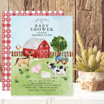 Aquarell Barnyard Animals Kinderdusche Einladung<br><div class="desc">Adorable Nutztiere Baby Dusche Einladung mit einem Pferd,  Schwein,  Schafskuh,  Enten,  Hühner und Röster für Mädchen,  Jungen oder neutrale Babydusche.</div>