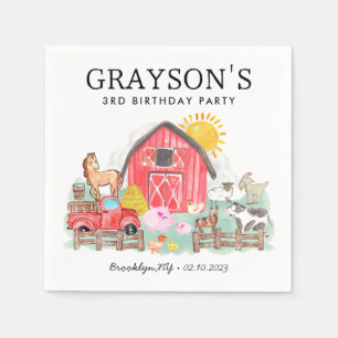 Aquarell Barnyard Tiere Kinder Farm Geburtstag Serviette