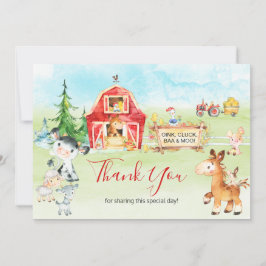 Aquarell Barnyard und Landtiere Vielen Dank Dankeskarte