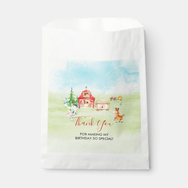 Aquarell Barnyard und Landtiere Vielen Dank Geschenktütchen (Vorderseite)