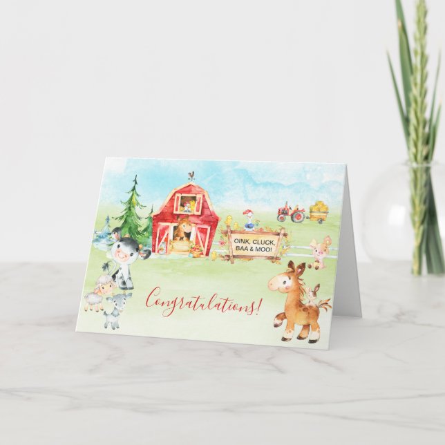 Aquarell Barnyard und Landtiere Vielen Dank Karte (Vorderseite)