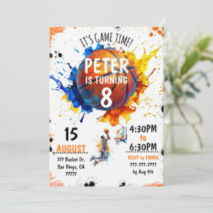 Aquarell-Basketball-Geburtstagseinladung Einladung