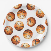 Aquarell-Basketball-Papierteller