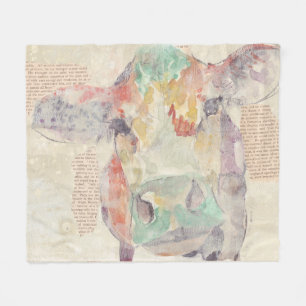 Aquarell-Bauernhof-Collagen-Kuh Fleecedecke
