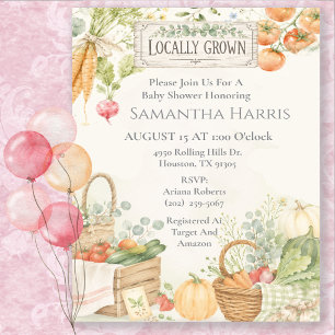 Aquarell-Bauernmarkt-Baby-Shower-Thema Einladung