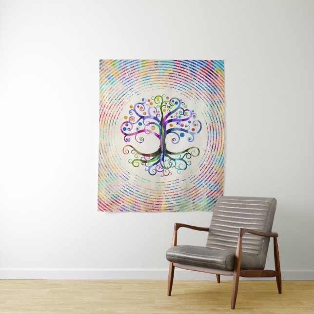 Aquarell-Baum des Lebens Wandteppich (Beispiel)