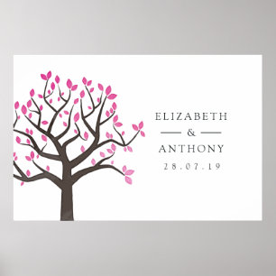 Aquarell-Baum-Hochzeit Poster