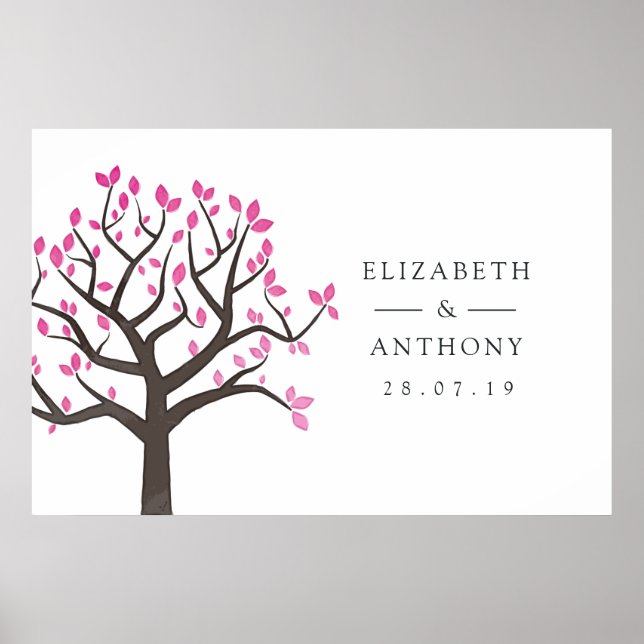 Aquarell-Baum-Hochzeit Poster (Vorne)