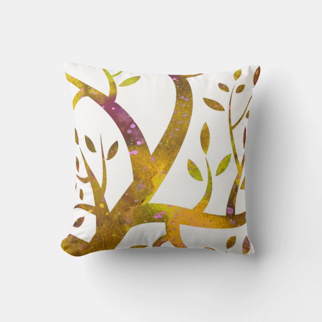 Aquarell-Baum in Gold 1 Kissen (Vorderseite)