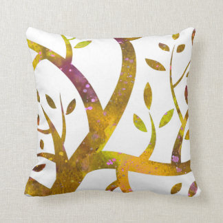 Aquarell-Baum in Gold 1 Kissen