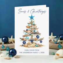 Aquarell-Baum-Meeresgrüße Strand gefaltet