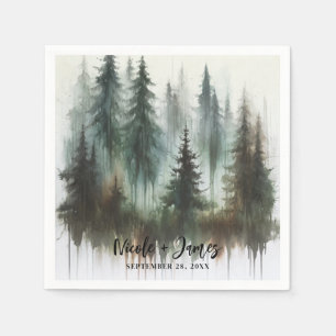Aquarell Bäume Rustikale Wildnis Hochzeit Serviette