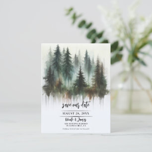 Aquarell Bäume Rustikale Wildnis Hochzeitstermin b Einladung