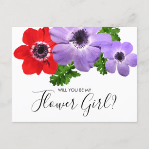Aquarell Be My Flower Girl Brautjungfer Postkarte