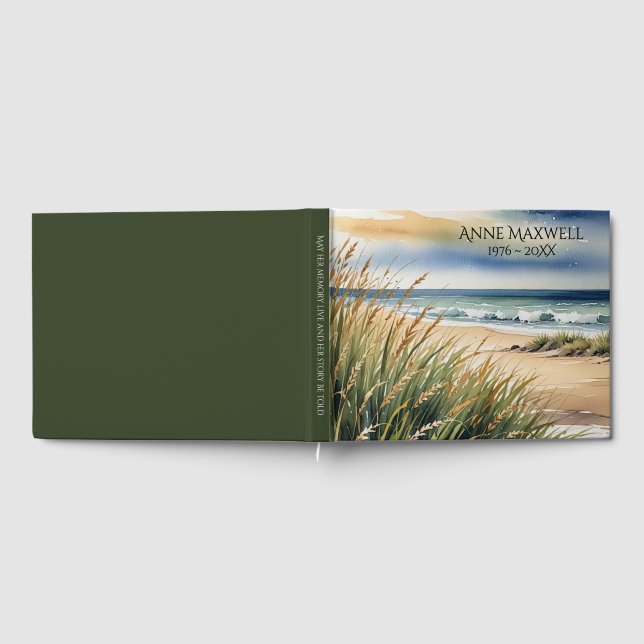 Aquarell Beach Grass und Ocean Scene Gästebuch (Voll)