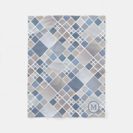 Aquarell Beach Muster Monogram Fleece Blanket