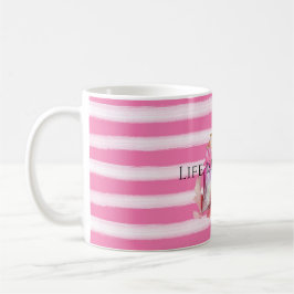 Aquarell Beach Pink Streifen Gold Muschel Kaffeetasse